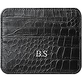 Personalized Credit Card Holder Wallet for women, Custom Gold Silver Initial letters Cute PU Leather Ultra Minimalist Wallet, Thin Slim Card Case Protector, Business Front Pocket Wallets for Men - 5