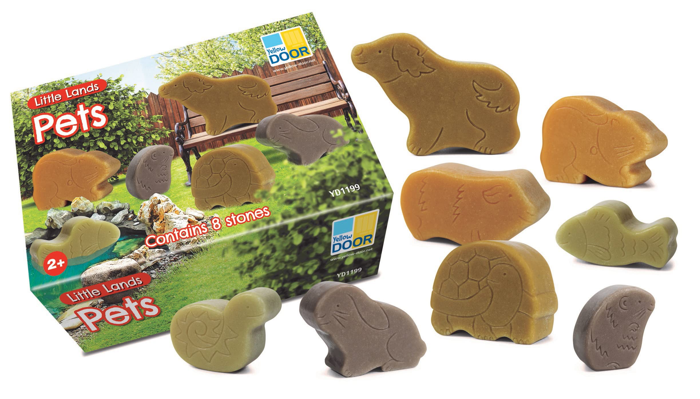 Yellow Door Little Lands: Pets | Set of 8 toy Pet figures | dog, cat, fish, guinea pig, hamster, rabbit, snake, tortoise| Small World Pretend Play | Outdoor Learning |imaginative play kids age 2 3 4 5