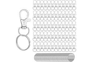 Key Chain Rings, 120 Pcs Key Chain Clip Hooks with Key Rings for DIY Jewelry Art Crafts, Silver
