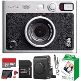 FUJIFILM INSTAX Mini EVO Hybrid Instant Camera (Black) 20-Sheet Bundle | For Parties, Events &amp; Instant Photos | Includes 32GB Memory Card, Camera Case, Cleaning Cloth