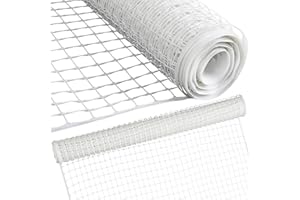 Houseables Dog Fence, Garden Fencing, 4’ x 50’, 1 Pack, Plastic, White, Mesh, Poultry Netting, Animal Barrier, Temporary Fences, for Above Ground Pool, Pet, Deer, Chicken, Snow, Dogs, Rabbit, Safety
