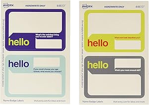 Avery Premium Event Name Tags, Ice Breaker Questions, No Lift No Curl, 36 Handwriteable Name Stickers