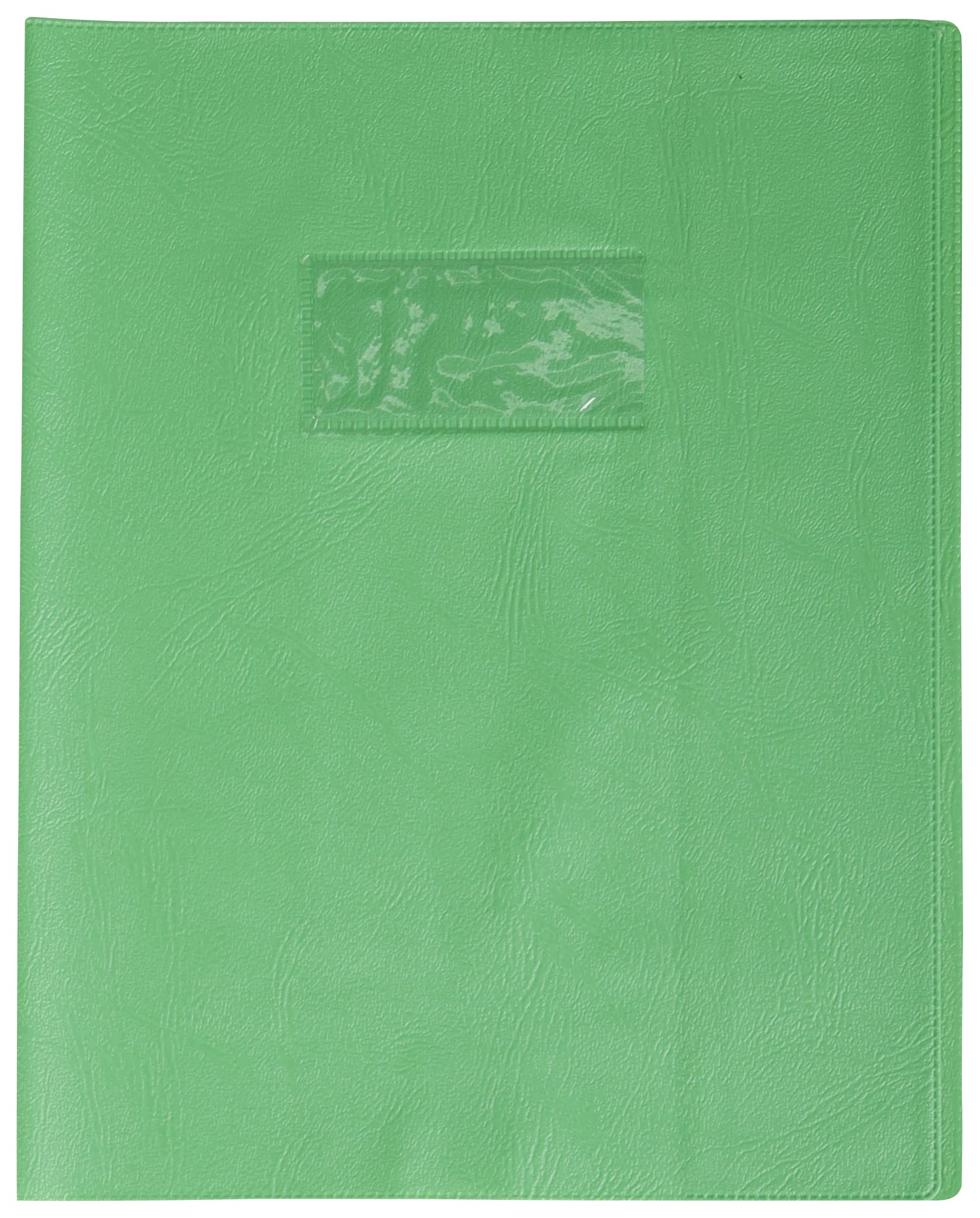 Calligraphe 72111C - Grain Leather Notebook Protector Light Green - Dimensions: 17x22 cm - 22/100th with Label Holder - PVC Opaque - Manufactured in France