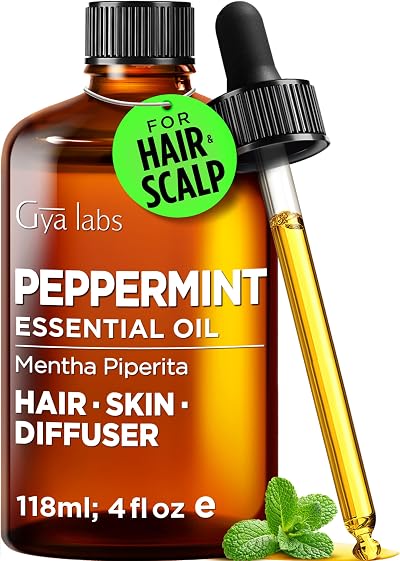 Gya Labs Peppermint Essential Oil 4 Fl Oz Pure for Diffuser Hair Skin