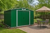 Duramax ECO 10 x 10 Metal Garden Shed Green Off-White Trim 15 Year Warranty view 2