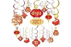 ESJAY 2024 Chinese New Year Decorations-Hanging Swirls Decorations for Year of the Dragon and Lunar New Year(30 Pieces)