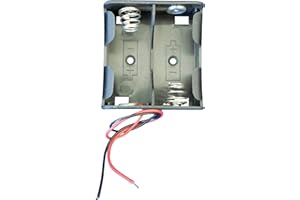 Ajax Scientific Battery Holder with Lead Wire, 2X C Cell (Pack of 5)