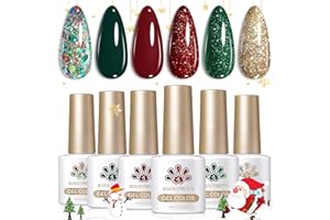 Born Pretty Christmas Gel Nail Polish Sparkle Glitter Green Red Gold Fall Winter Gel Polish Dark Green Burgundy Wine Red Gel Polish Set Nail Art Design Christmas Gift