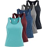 Real Essentials 5 Pack: Women's Racerback Tank Top Dry-Fit Athletic Performance Yoga Activewear (Available in Plus Size)