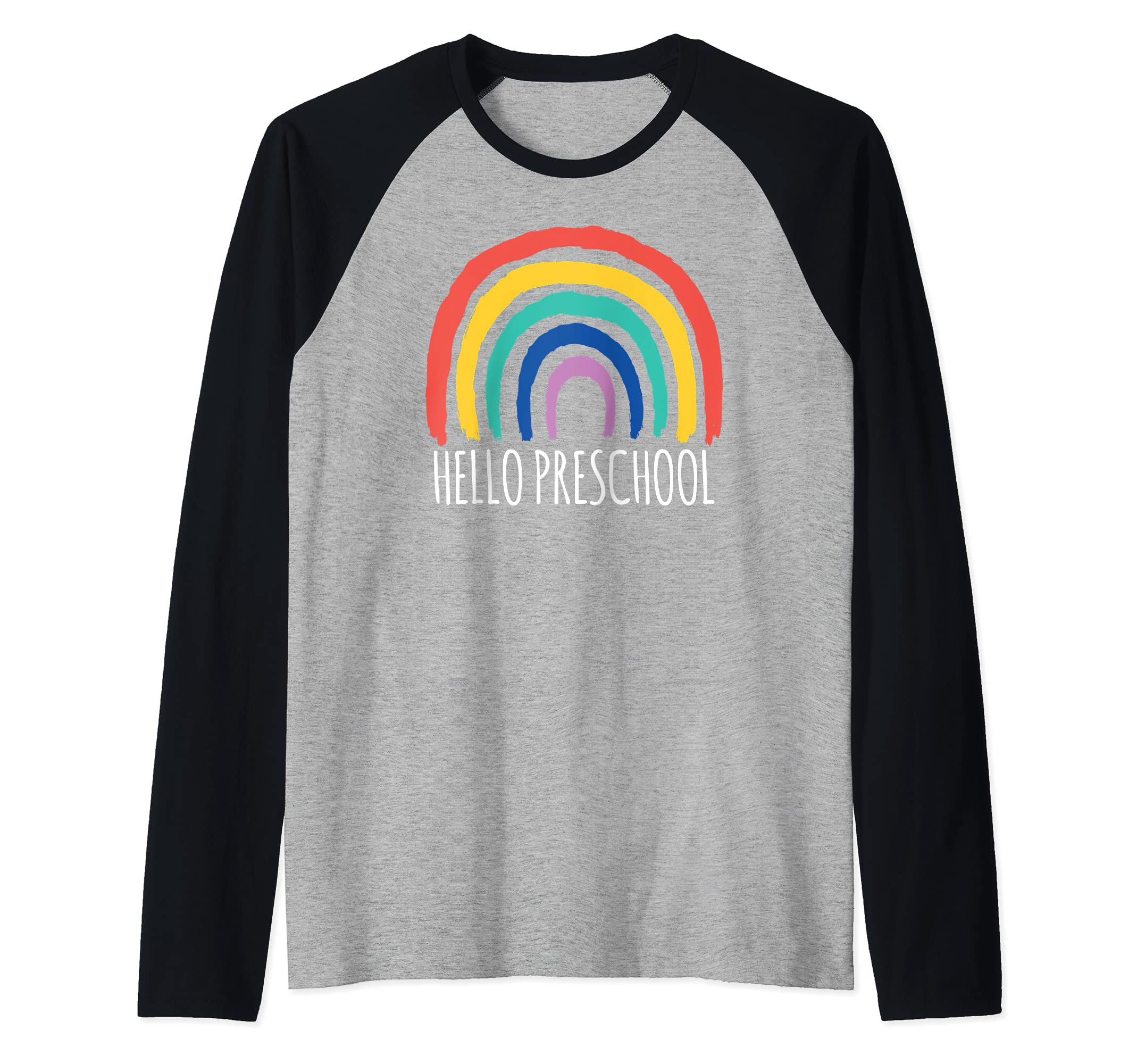 HELLO PRESCHOOL Goodbye School Teacher Pre-K Student Kids Raglan Baseball Tee