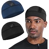 2 Pieces Skull Caps Helmet Liner for Men Women Cooling Cycling Hat Beanie for Running Fits Under Helmets