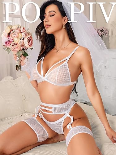 popiv Women's Sexy Lingerie Set with Garter Belt Matching Bra and Panty Lingeries Sets 4 Piece in Dubai - UAE | Whizz Women popiv Women's Sexy Lingerie Set with Garter Belt Matching Bra and Panty Lingeries Sets 4 Piece in Dubai - UAE | Whizz Women