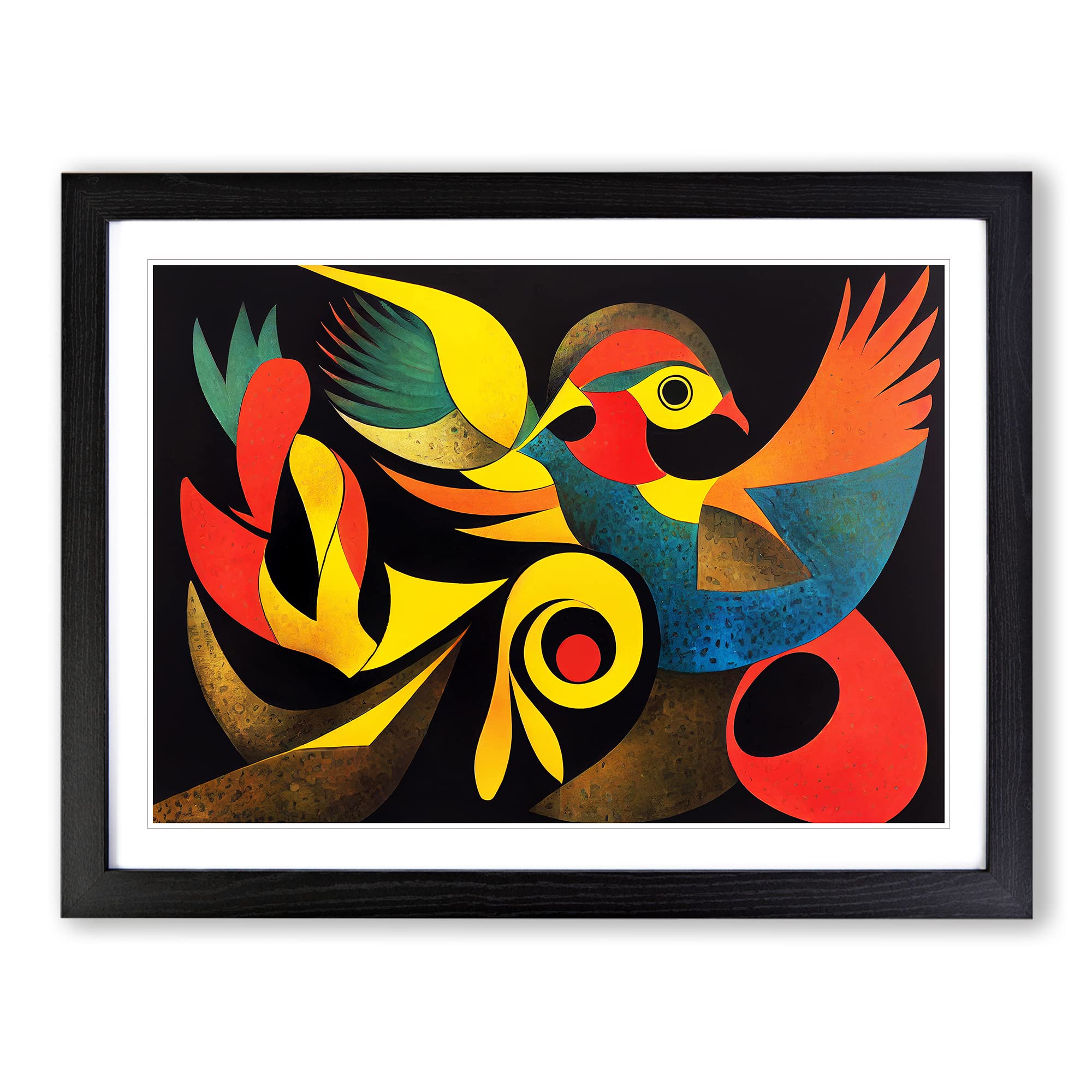 Extravagant Phoenix Bird Abstract Framed Print | A4 Black Framed Wall Art | Ready to Hang | Abstract Fantasy Picture | Living Room Bedroom Lounge Office