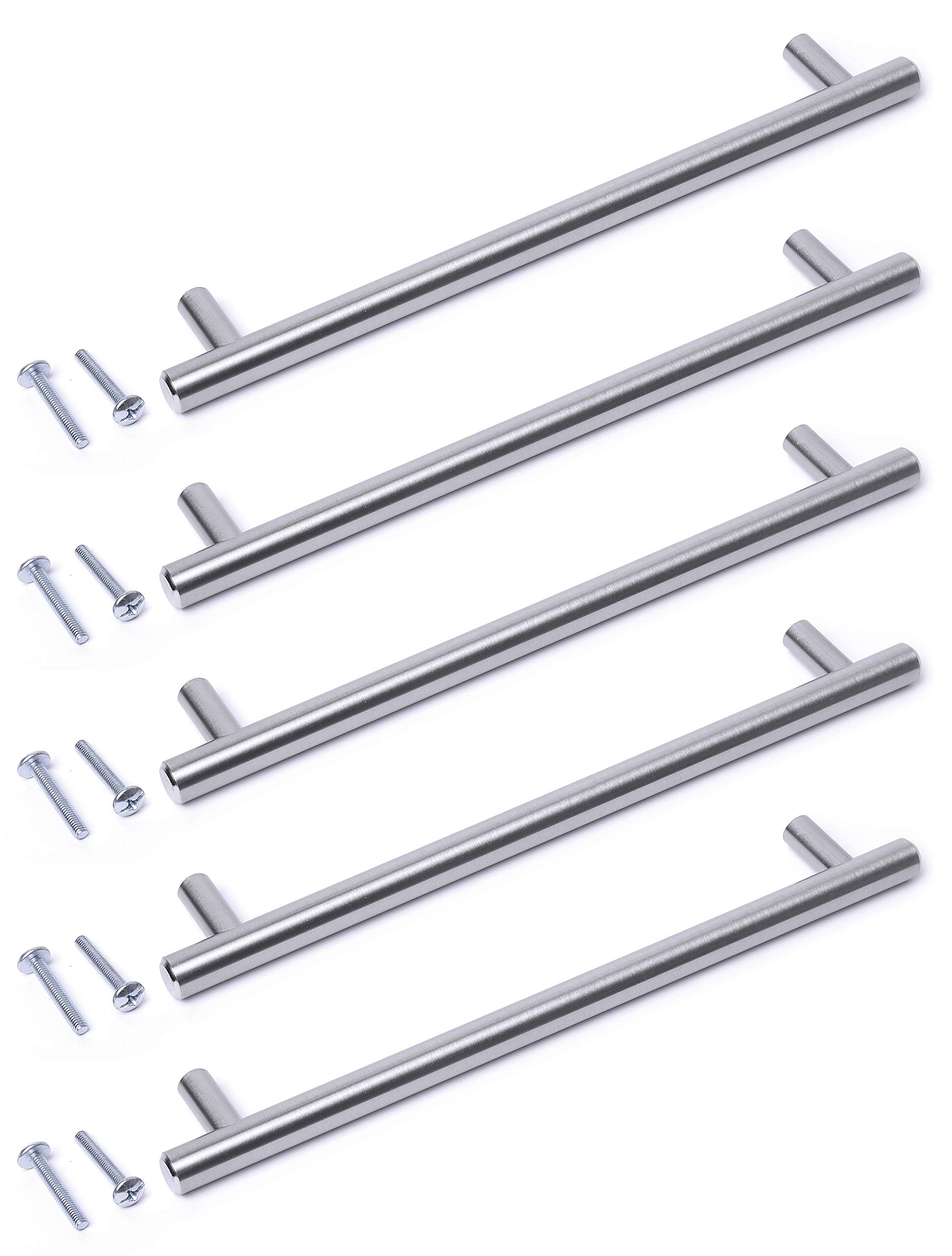 Silver Finish T Bar Modern Kitchen Cupboard Cabinet Drawer Bar Door Handle Knob (5, 128mm)