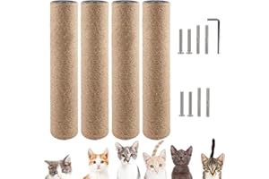 VCEPJH 4Pcs Cat Scratching Post Replacement for Indoor Cats 15.7in Cat Scratch Post Refill Pole Parts Jute Rope Cat Furniture Protector with M8 Screws for Cat Tree Tower (Yellow)