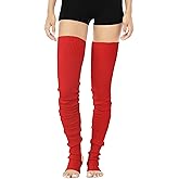 v28 Women Girls Extra Long Thigh High Neon Ribbed Knit Warm Leg Warmers for Yoga