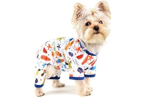 YIKEYO Dog Pajamas Dog Clothes for Small Boys Girls Dog Onesies Puppy Jumpsuit Soft Dog Pjs for Summer Spring,Hawaiian Coconut Tree Pattern,Blue