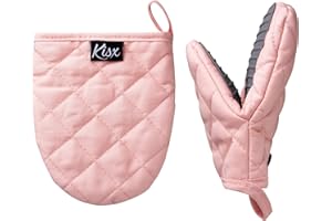KISX Oven Mitts Heat Resistant – (Pink Color) Mini Oven Mitts, Silicone Gloves Heat Resistant, Kitchen Gloves for Cooking, Silicone Oven Mitts & Pot Holders Sets, Kitchen Pot Holders & Oven Mitts Sets