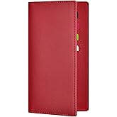 Hoffi Checkbook Covers for Personal Duplicate Checks, Genuine Leather Checkbooks Register Cover Holder Wallets for Women & Men (Red)