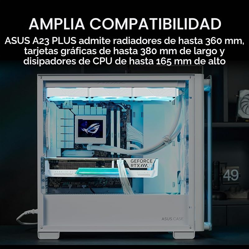 A21 Plus - Chasis mATX (Compatible con disipador de CPU de 165 mm, radiadores de 360 mm, Tarjeta gráfica de 380 mm, Fuente de alimentación ATX, Placa Base con Conector Oculto, Color Blanco)