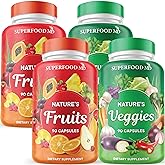 Superfood 180 Fruit and 180 Veggie Capsules - Whole Food Natural Superfoods - Maintain Energy Levels, with Beta Carotene - Soy Free (90 Count (Pack of 4)