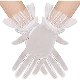 Naibyuki Women's Short Lace Tulle Sheer Mesh Gloves Opera Tea Party Gloves for Wedding Bridal Prom Banquet Costume