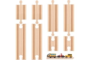 EXEXIUO EXEXUO 8PCS Wooden Train Track Expansion, Straight Wooden Tracks Connectors, Male Female Train Track Buckle Accessories
