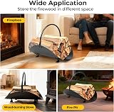 AMAGABELI GARDEN HOME Fireplace Log Holder Indoor Metal Wood Rack Basket Black view 5