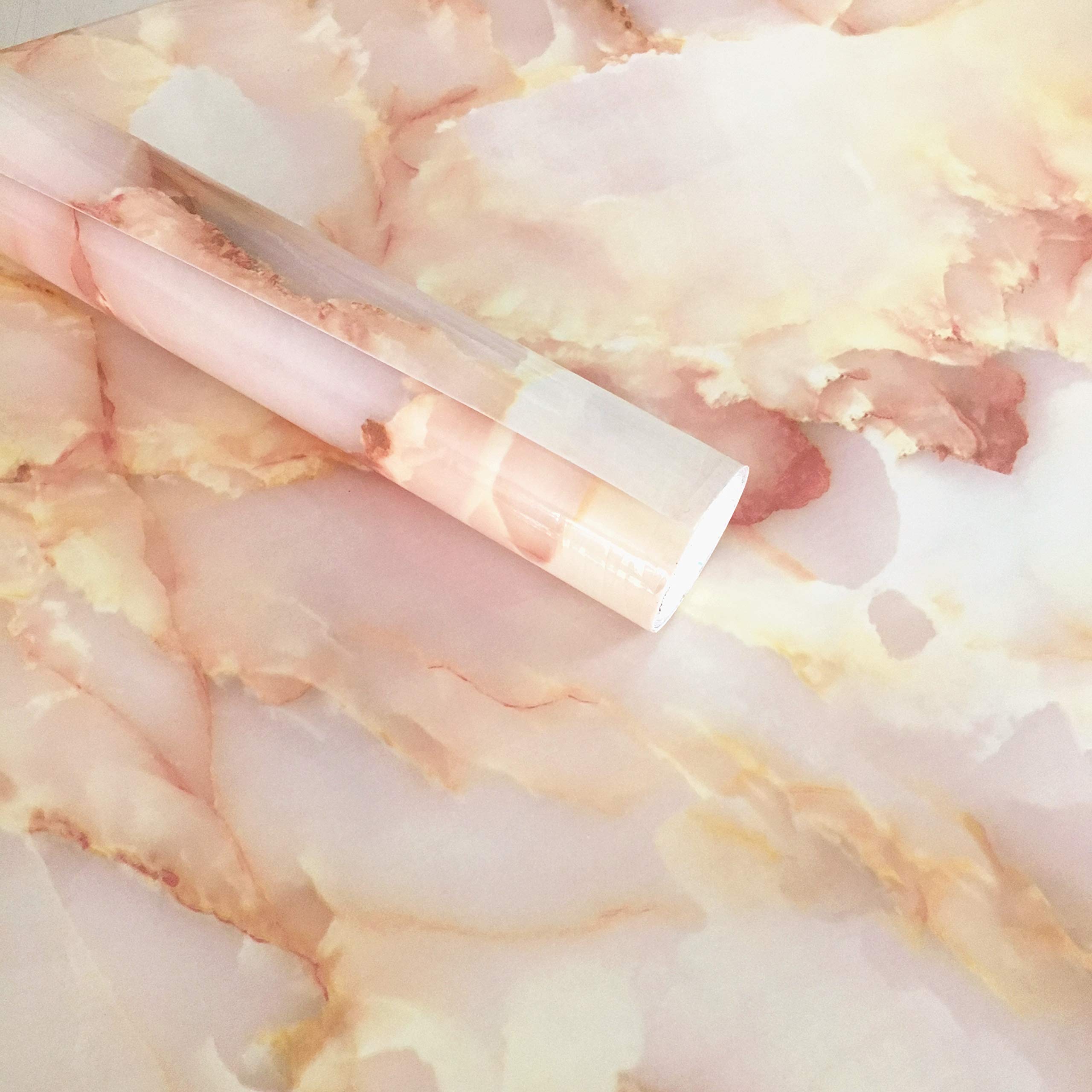 60cm X 200cm Elegant Pink Jade Marble Adhesive Paper Peel Stick Granite Vinyl Wallpaper Film Kitchen Bathroom Countertop Sticker Furnitures Marble Sticky Back Plastic Vinyl