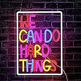 We Can Do Hard Things Neon Lights,LED Neon Signs for Wall Decor, Neon Light Sign Neon Room Decor,USB Night Lights for Bedrooms,Bookshops,Library, Classrooms,Florists, Bars, Holiday Gifts