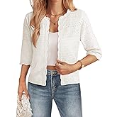 GRACE KARIN Womens 3/4 Sleeve Cardigan Sweater, Lightweight Cropped Cardigan Trendy, Dressy Casual Crochet Bolero Shrugs