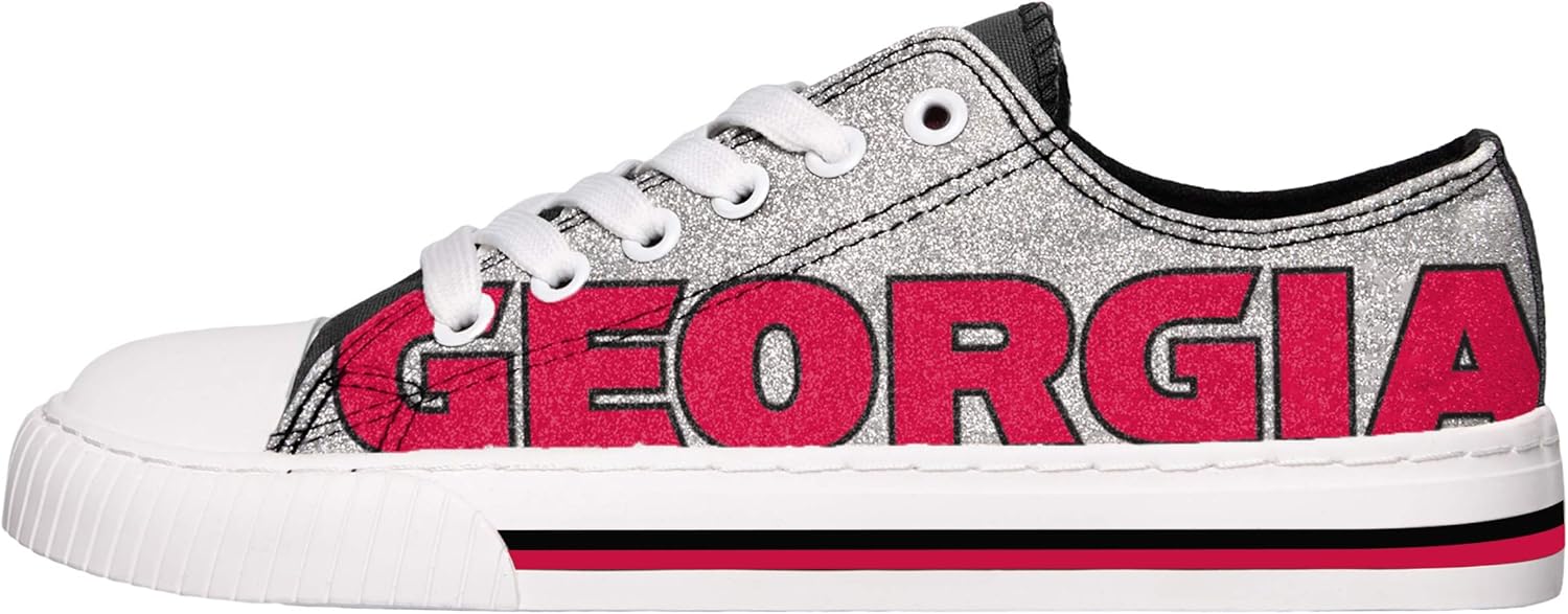FOCO NCAA Georgia Bulldogs Womens Glitter Low Top Canvas Shoesglitter Low Top Canvas Shoes, Team Color, 9/X-Large : Clothing