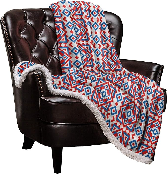 COLORSUM Sherpa Fleece Throw Blanket for Couch Abstract