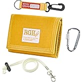 Rough Enough Boys Wallet for Kids Preppy Teens Adults with Neck Lanyard Keychain Canvas Wallet Vintage Yellow