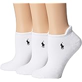 LAUREN by Ralph Lauren Women's Heel Tab Cushion Sole Cotton Ped 3 Pack White Socks 9-11 (US Women's size 4-10.5)