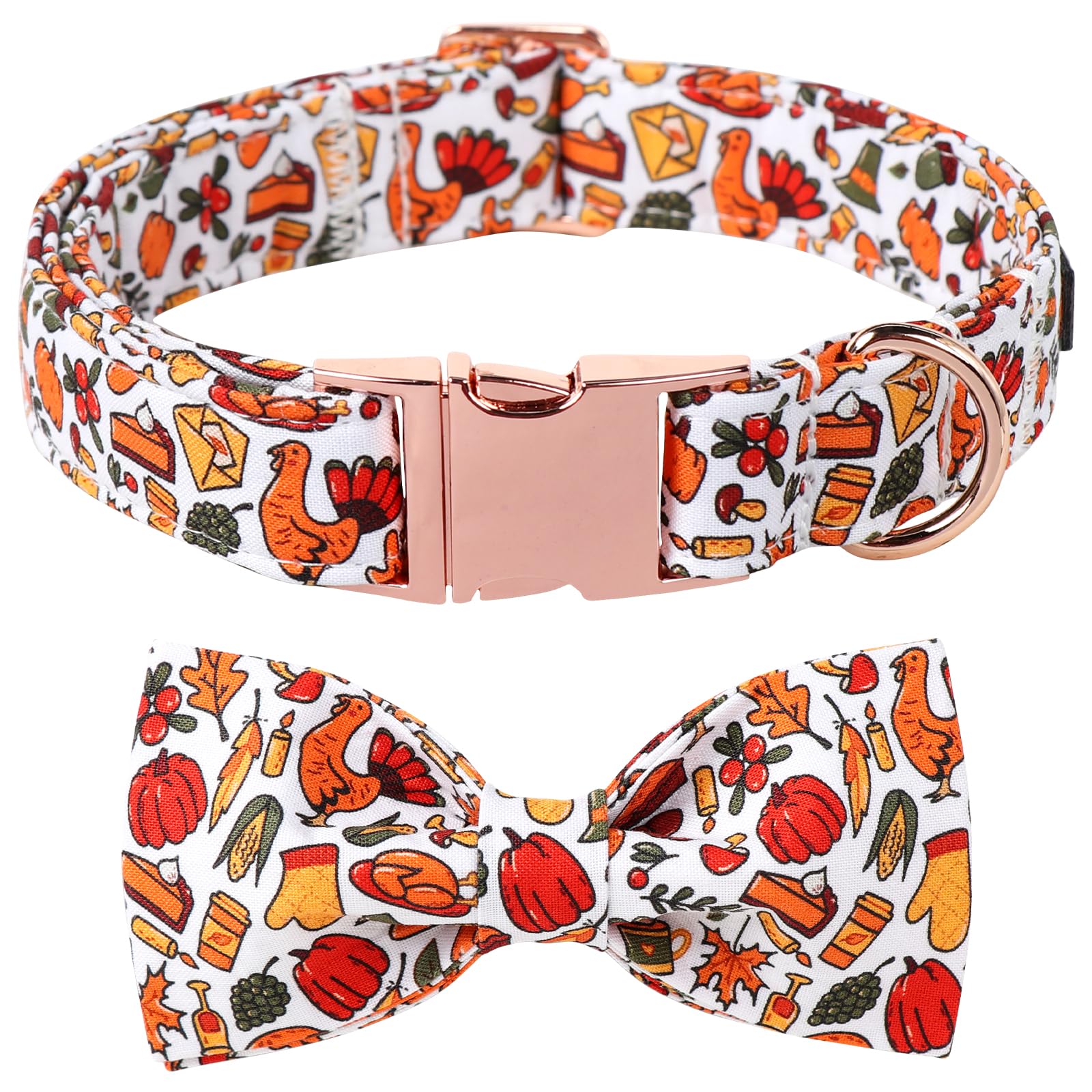 Lionet Paws Fall Dog Collar, Cute Halloween Dog Collar for Large Dogs, Adjustable Cotton Thanksgiving Pet Collars for Large Dogs