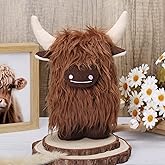 Upltowtme Highland Cow Gnome Decor, Brown Scottish Cow Plush Gnomes Spring Decorations for Home & Garden, Stuffed Animal Plush Gnome Doll Collection Gift for Women