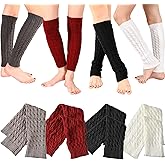 SATINIOR Syhood 4 Pairs Cable Knit Leg Warmers Women Winter Knitted Crochet Knee Boot Stockings Cuffs Long Legging Socks