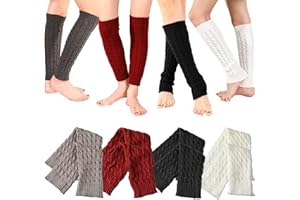 SATINIOR 4 Pairs Cable Knit Leg Warmers Women Winter Knitted Crochet Knee Boot Stockings Cuffs Long Legging Socks