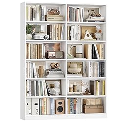 FACBOTALL Bookshelf and Bookcase, 6-Tier Double