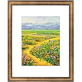 Golden State Art, 16x20 Vintage Ornate Finish Photo Frame with White Mat for 11x14 Picture. Color: Dark Gold-Brown