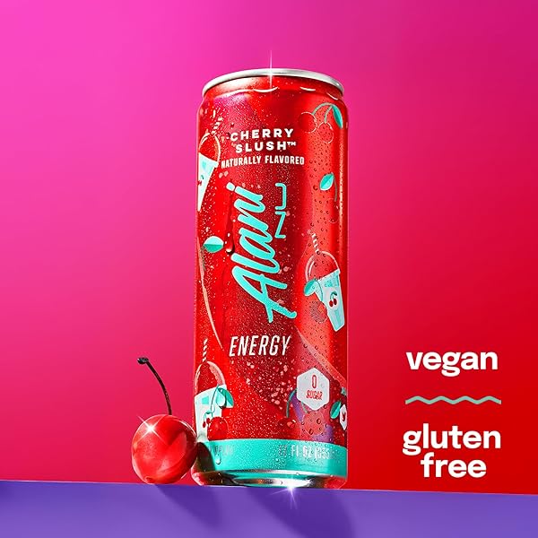 ALANI NU CHERRY SLUSH ICE SUGAR FREE, LOW CALORIE ENERGY DRINKS | 200MG CAFFEINE | ANTIOXIDANTS | BIOTIN, B VITAMINS | ZERO SUGAR | 15 CALORIES OR LESS | 12 OZ CANS | 12 COUNT