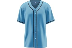 Aizqaoalk Baseball Jersey for Men,Blank Baseball Jerseys Shirts Short Sleeve Hip Hop Sports Casual Button-Down Uniforms
