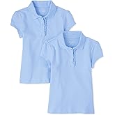 The Children's Place Girls' Short Sleeve Ruffle Pique Polo, 2 Pack