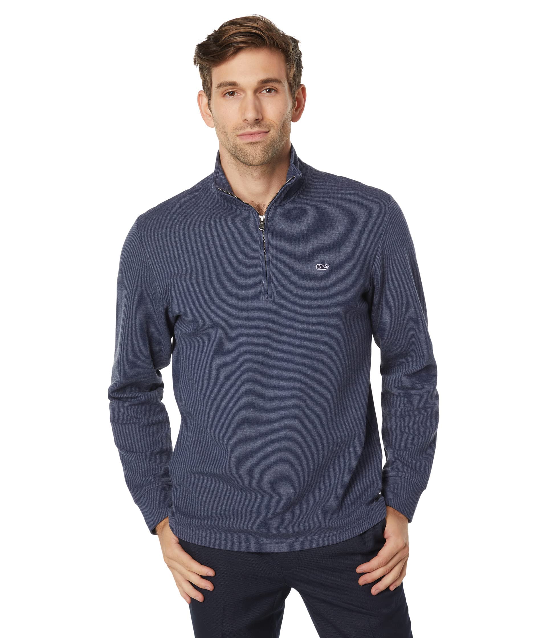 vineyard vines Men’s Saltwater Quarter-Zip Pullover Sweater, Deep Bay, XX-Large