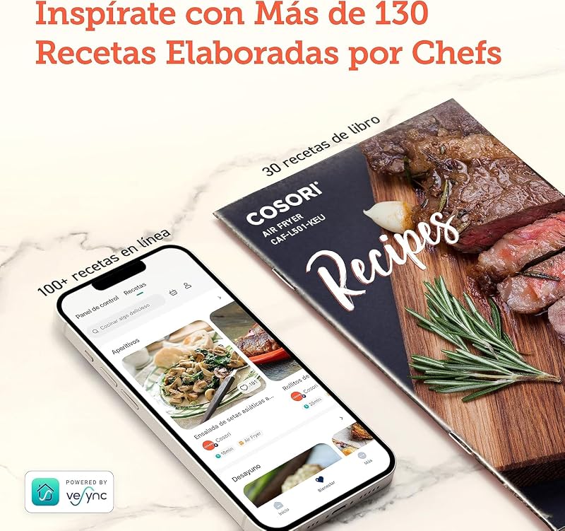 Fritadeira de ar durável de 4,7 L, 9 modos, máximo 230 °C, silenciosa