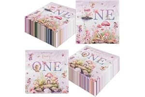 PYMUROD Fairy First Birthday Decorations-40PCS Fairy One Napkins, Flower Little Fairy is Turning One Paper Napkins Fairy Dinner Napkins for Fairy Birthday Party Supplies Fairy Baby Shower Decorations