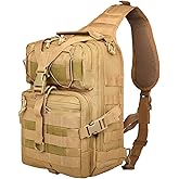 AZULDEZ 15L Compact Tactical Sling Bag, Military Shoulder Sling Pack for Men's EDC, Molle Assault Range Bag Crossbody Chest Pack for Outdoor Adventures (07-Khaki)