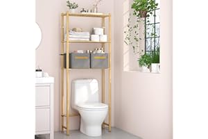 Wisuce Essentials Over The Toilet Storage Shelf, 3-Tier Bathroom Storage Organizer Over Toilet Organizer Rack, Freestanding Above Toilet Shelf for Bathroom Laundry Home Storage Rack (Nature)
