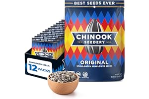 Chinook Seedery Roasted Jumbo Sunflower Seeds - Keto Snacks, Gluten-Free, Non-GMO, Original Flavor 4 oz (12-Pack)